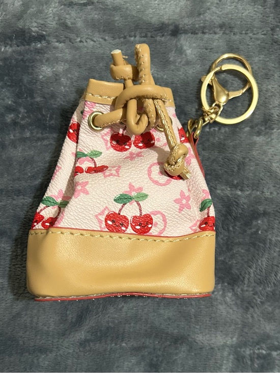Handbags - Cherry Print Mini Drawstring Keychain Pouch